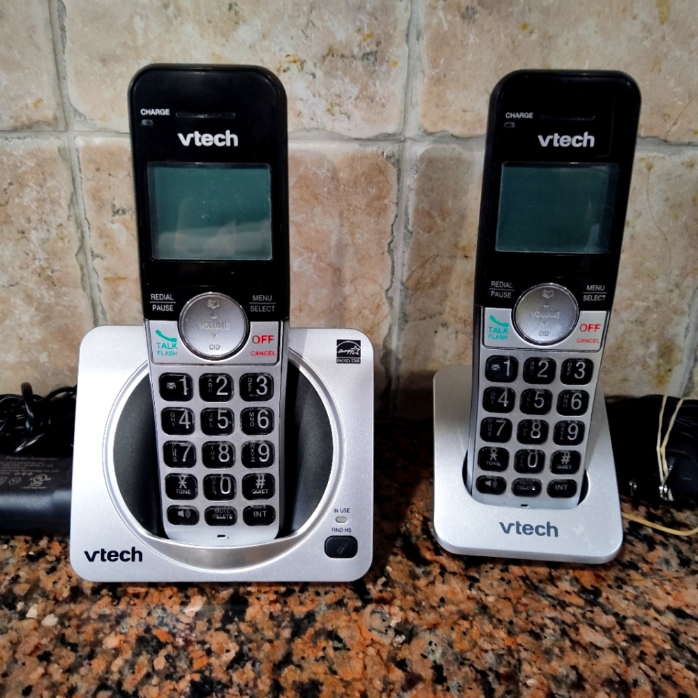 Black and Silver Cordless Phone System